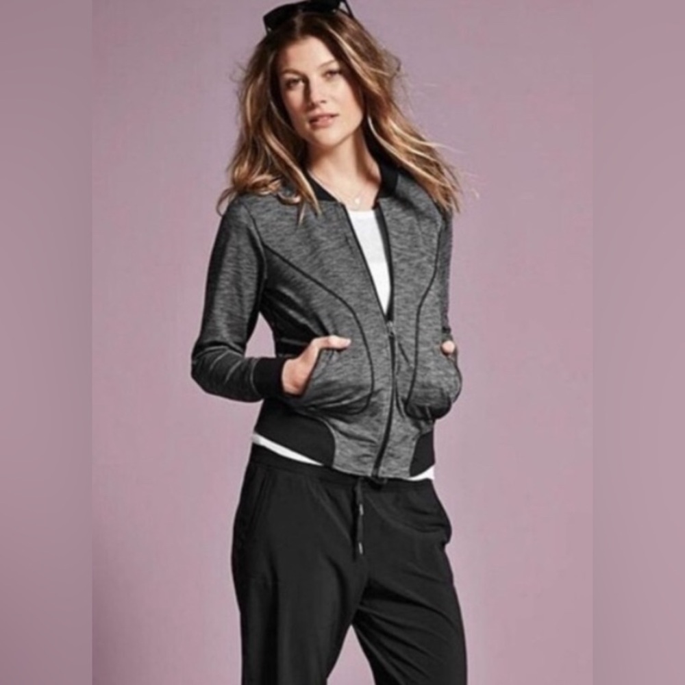 Athleta Bombastic Gray/black Zip-Up Jacket size S